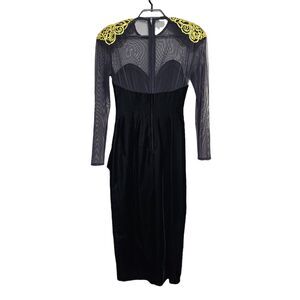 Vintage Cocktail Dress 80s 90s Velvet Mesh 2 4 XS Maxi
